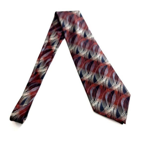 Pierre Cardin Abstract Brown‎ Black Woven Wide Silk Tie - Picture 6 of 6